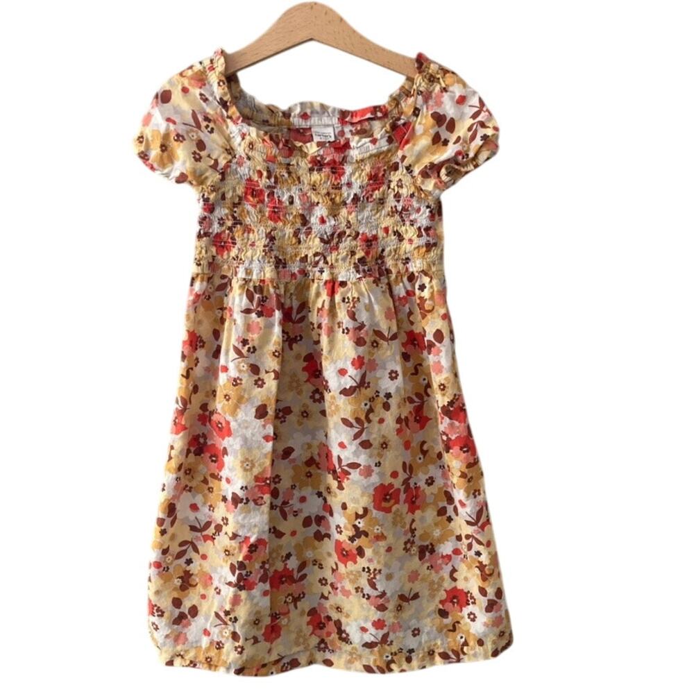 Carter's Smocked Floral Puff Sleeve Midi Dress - Orange - 4